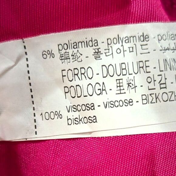 Zara Women's S Pink Fuchsia Tweed Textured Weave Blazer with Gold Buttons Accent - Picture 11 of 11